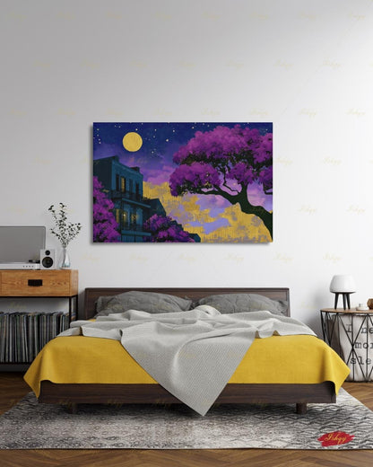 Oversized New Orleans Canvas Wall Art, French Quarter Framed Canvas Print, Extra Large Textured Louisiana Night Painting, Above Bed Decor