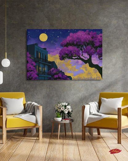 Oversized New Orleans Canvas Wall Art, French Quarter Framed Canvas Print, Extra Large Textured Louisiana Night Painting, Above Bed Decor