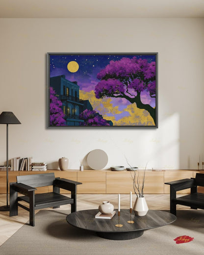 Oversized New Orleans Canvas Wall Art, French Quarter Framed Canvas Print, Extra Large Textured Louisiana Night Painting, Above Bed Decor