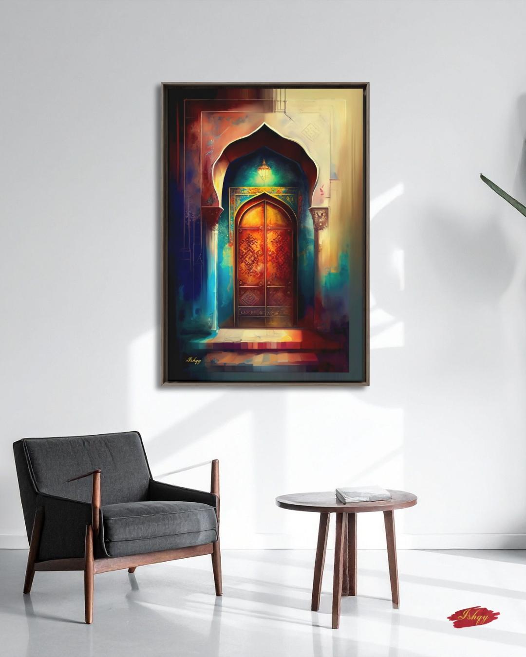 Moroccan Door Wall Art, Marrakech Archway Painting Print, Colorful Islamic Architecture Art, Boho Travel Decor, Moroccan Canvas Wall Art