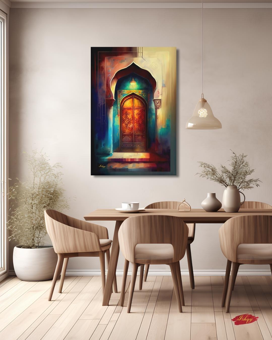 Moroccan Door Wall Art, Marrakech Archway Painting Print, Colorful Islamic Architecture Art, Boho Travel Decor, Moroccan Canvas Wall Art