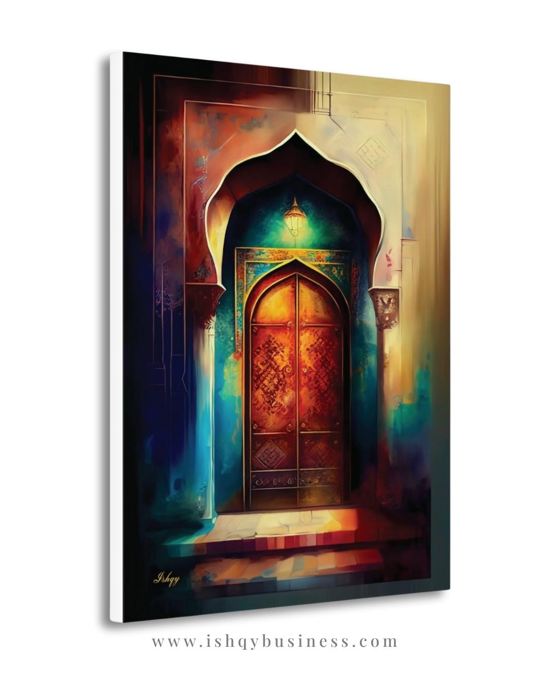 Moroccan Door Wall Art, Marrakech Archway Painting Print, Colorful Islamic Architecture Art, Boho Travel Decor, Moroccan Canvas Wall Art