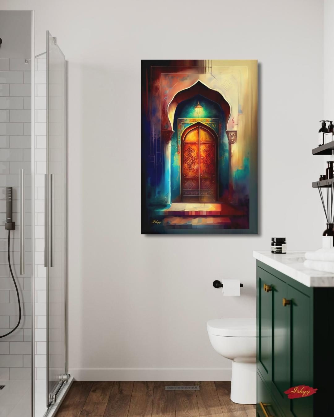 Moroccan Door Wall Art, Marrakech Archway Painting Print, Colorful Islamic Architecture Art, Boho Travel Decor, Moroccan Canvas Wall Art