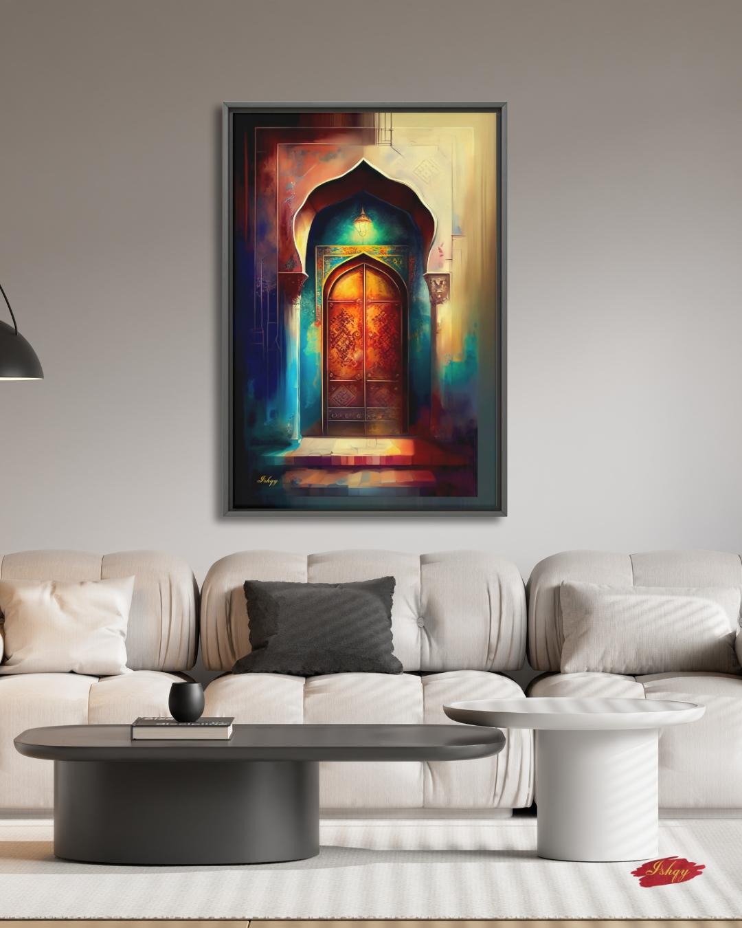 Moroccan Door Wall Art, Marrakech Archway Painting Print, Colorful Islamic Architecture Art, Boho Travel Decor, Moroccan Canvas Wall Art