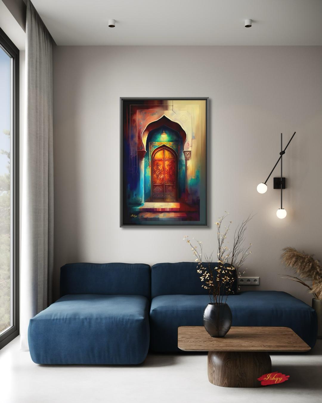 Moroccan Door Wall Art, Marrakech Archway Painting Print, Colorful Islamic Architecture Art, Boho Travel Decor, Moroccan Canvas Wall Art