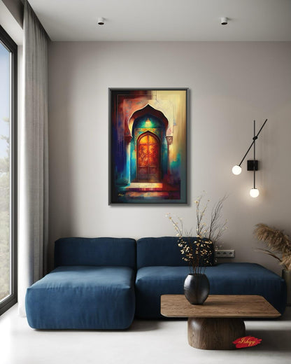 Moroccan Door Wall Art, Marrakech Archway Painting Print, Colorful Islamic Architecture Art, Boho Travel Decor, Moroccan Canvas Wall Art