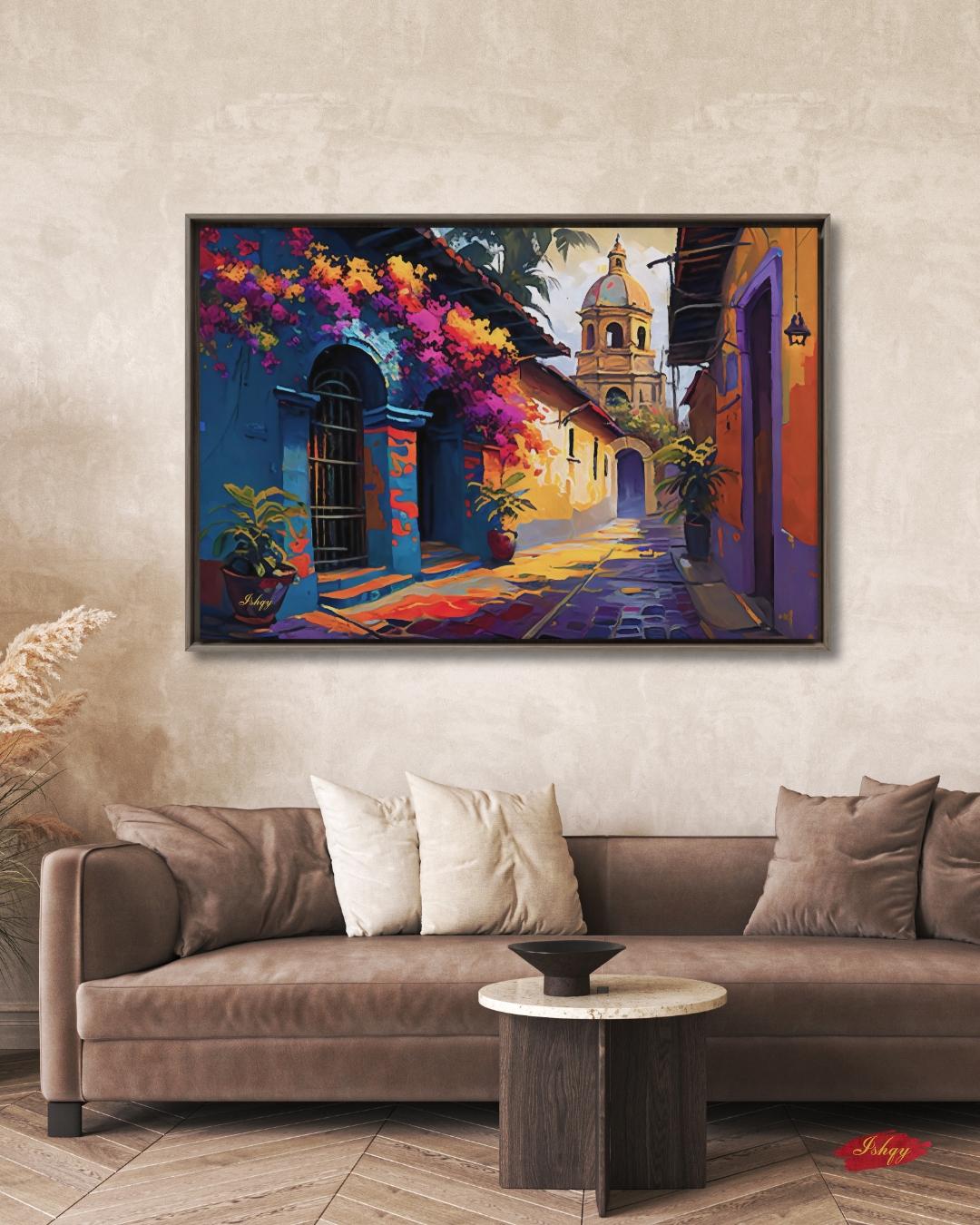 Calle Oaxaca Colorful Street Wall Art Canvas Print | IshqyBusiness