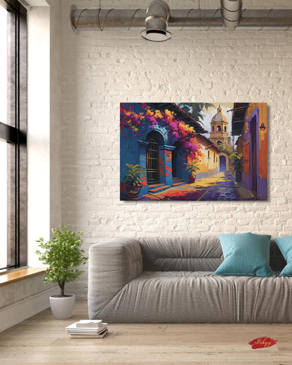 Oaxaca Mexico Wall Art Canvas Print Colorful Street Painting Latin Travel Decor Mexican Home Decor Framed Canvas Art