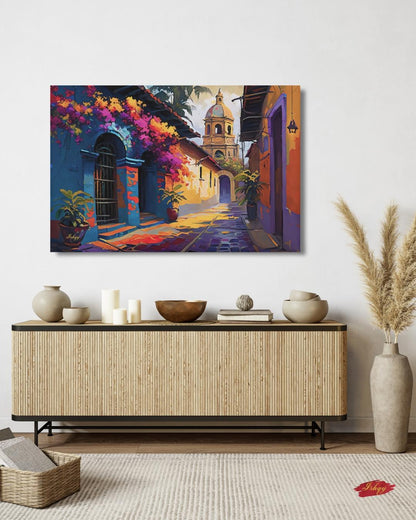 Oaxaca Mexico Wall Art Canvas Print Colorful Street Painting Latin Travel Decor Mexican Home Decor Framed Canvas Art