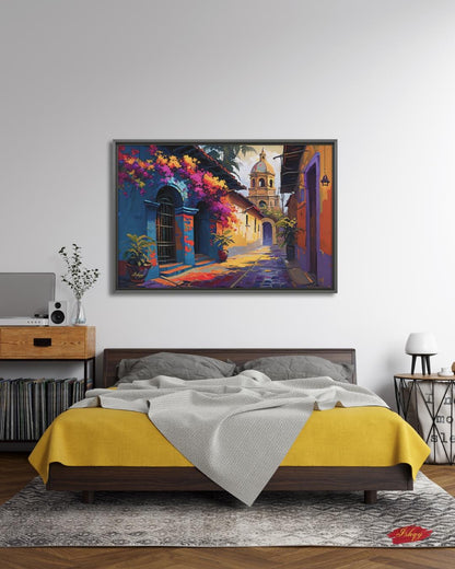 Oaxaca Mexico Wall Art Canvas Print Colorful Street Painting Latin Travel Decor Mexican Home Decor Framed Canvas Art