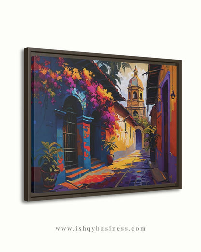 Oaxaca Mexico Wall Art Canvas Print Colorful Street Painting Latin Travel Decor Mexican Home Decor Framed Canvas Art