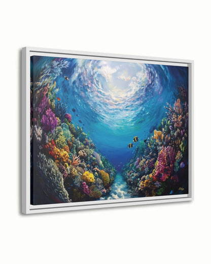 Tropical Coral Reef Ocean Wall Art, Vibrant Underwater Painting, Colorful Sea Life Canvas, Beach House Decor, Coastal Art Print for Home Walls