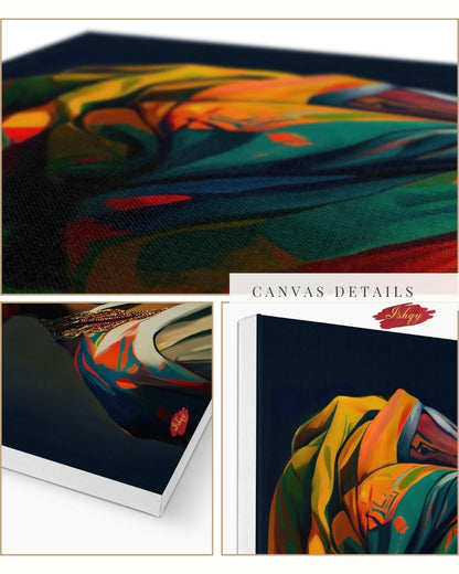 African Woman Portrait Painting, Vibrant Headwrap Wall Art, Afrocentric Beauty Canvas for Living Room, Bedroom, or Cultural Home Decor