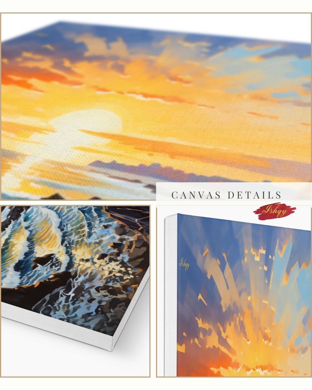 Oregon Coast Sunset Painting, Pacific Ocean Seascape Wall Art, Coastal Landscape Canvas for Living Room, Bedroom, or Beach Home Decor