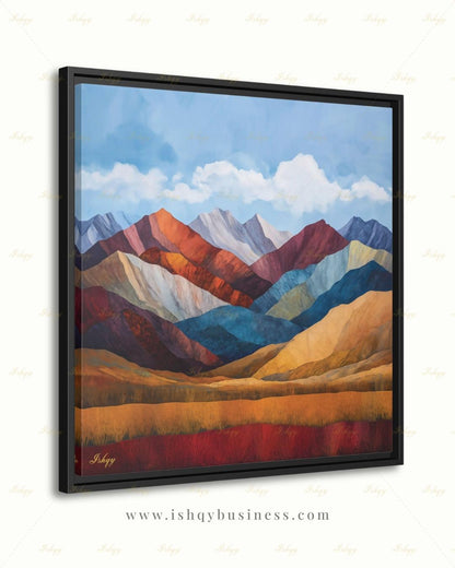 Abstract Mountain Wall Art, Colorful Landscape Canvas Print, Modern Boho Decor, Mid Century Style Artwork, Living Room Wall Decor, Gift Idea