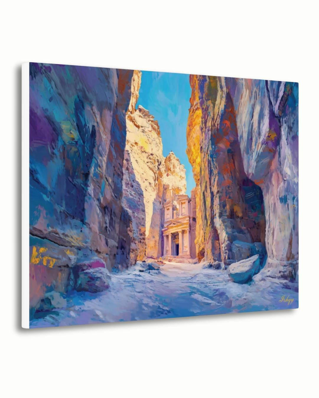 Petra Jordan Landscape Canvas Framed Canvas, Ancient Architecture Painting Art Print, Large Desert Canyon Wall Art For Living Room Bedroom