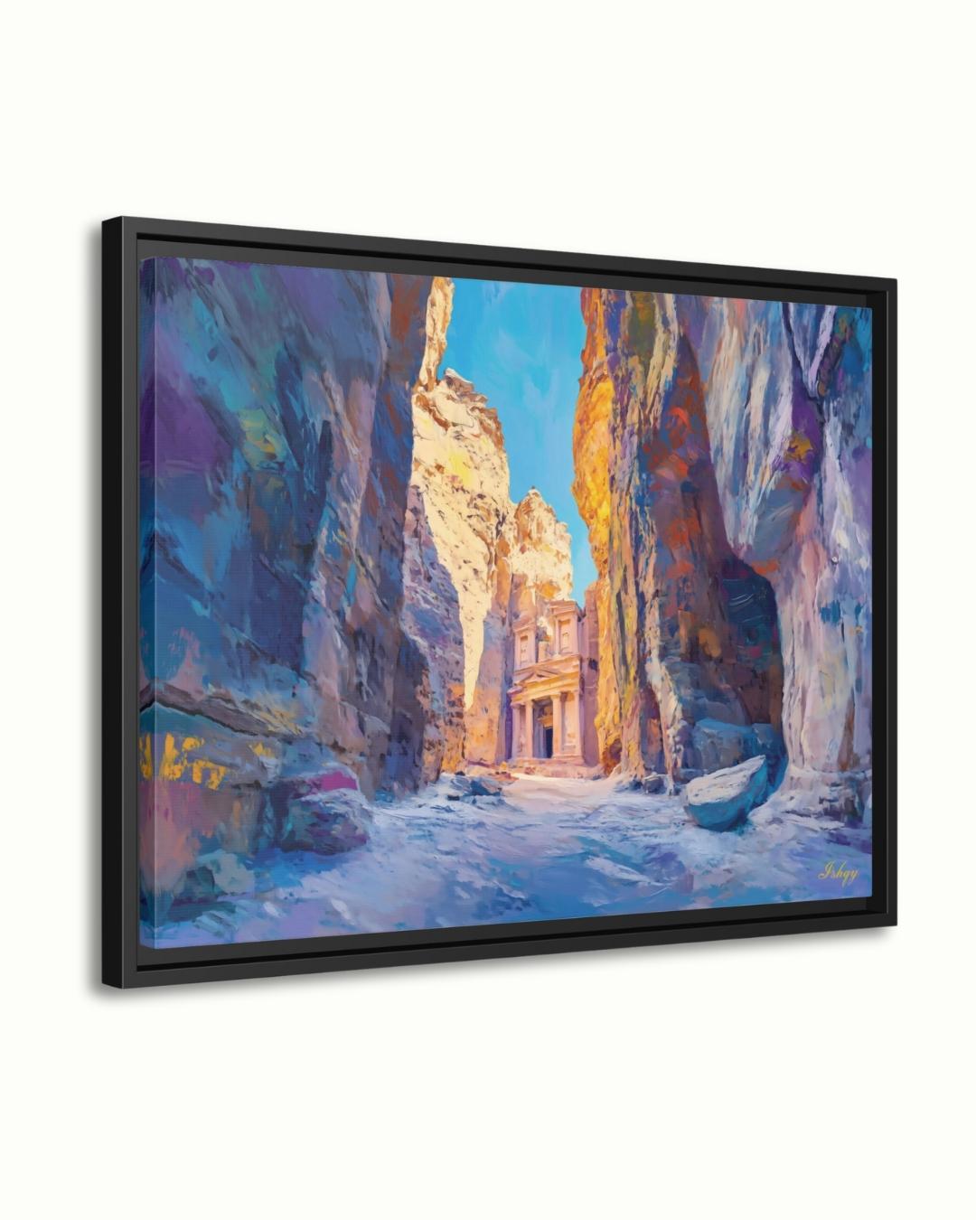 Petra Jordan Landscape Canvas Framed Canvas, Ancient Architecture Painting Art Print, Large Desert Canyon Wall Art For Living Room Bedroom