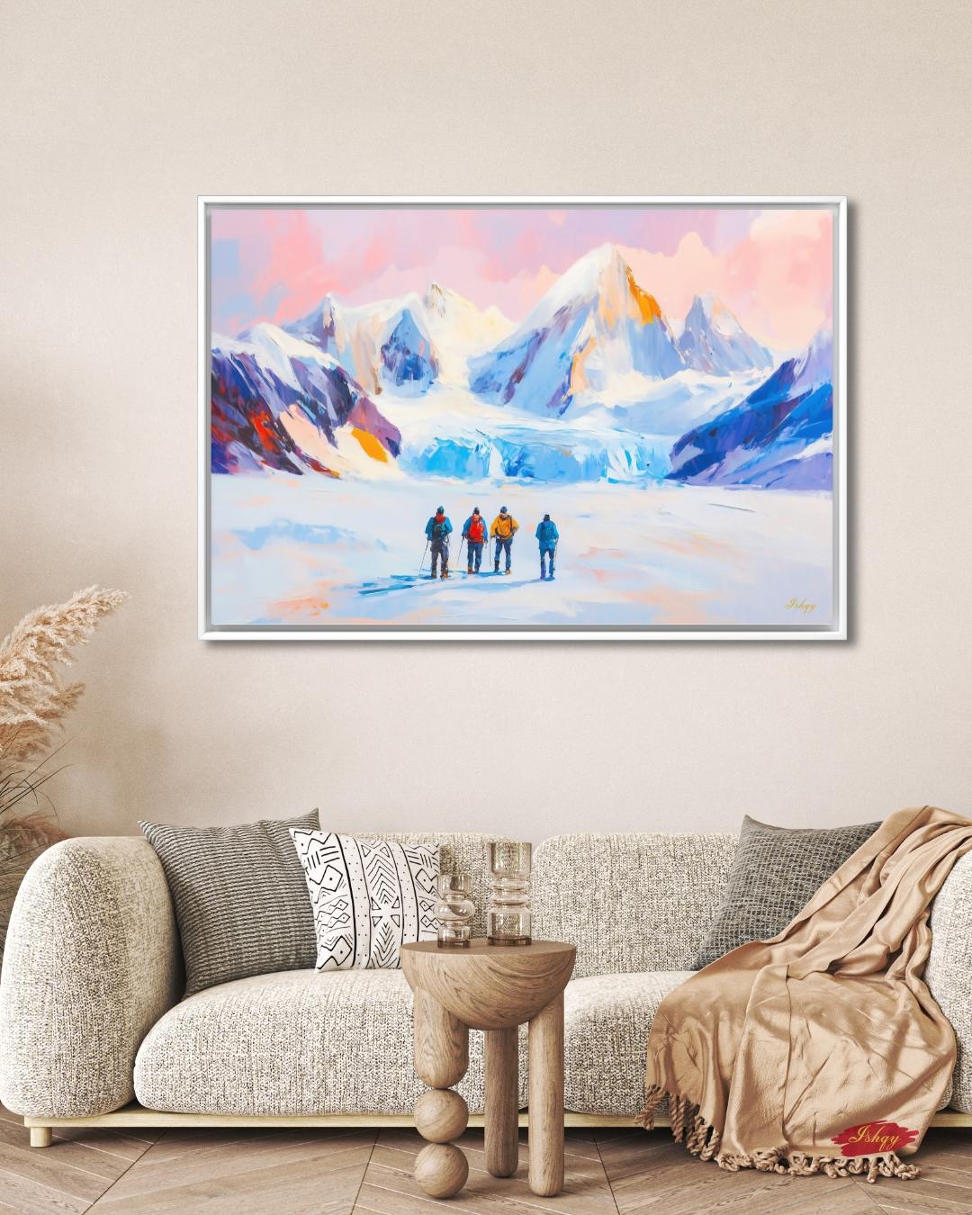 Patagonia Mountain Landscape Large Wall Art Print, Canvas, Framed Canvas, Andes Snow Peak Glacier Art, Hiking Decor for Cabin Lodge Bedroom