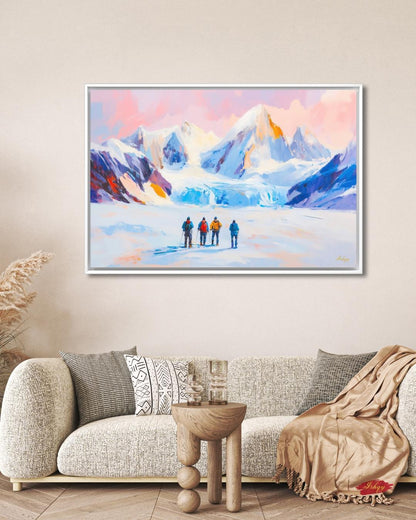 Patagonia Mountain Landscape Large Wall Art Print, Canvas, Framed Canvas, Andes Snow Peak Glacier Art, Hiking Decor for Cabin Lodge Bedroom