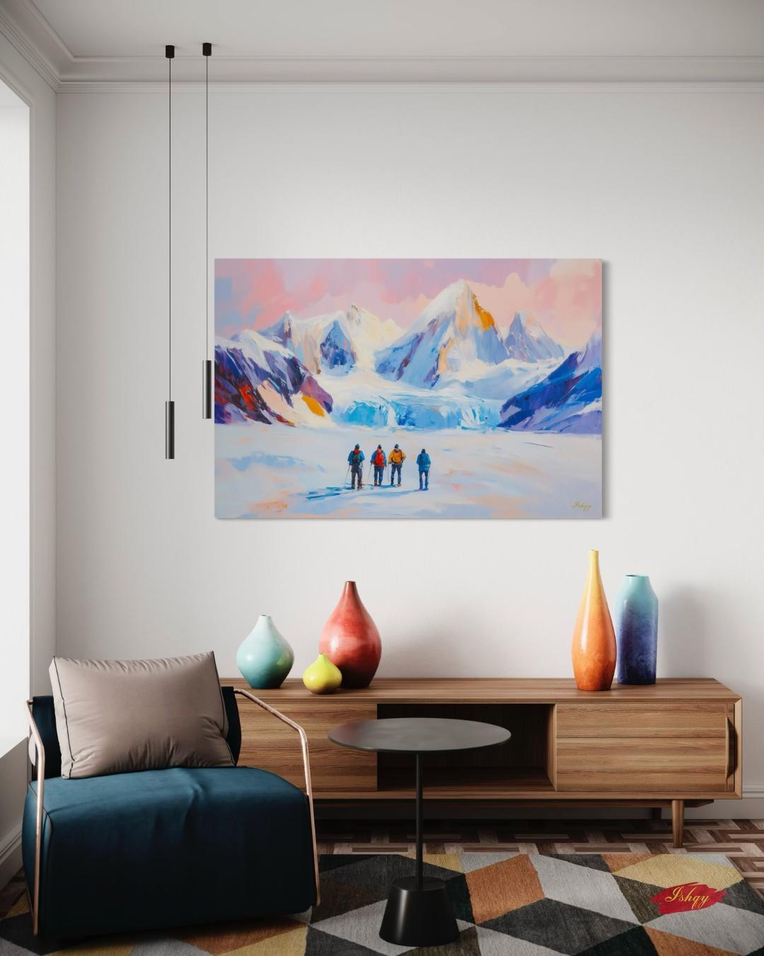 Patagonia Mountain Landscape Large Wall Art Print, Canvas, Framed Canvas, Andes Snow Peak Glacier Art, Hiking Decor for Cabin Lodge Bedroom