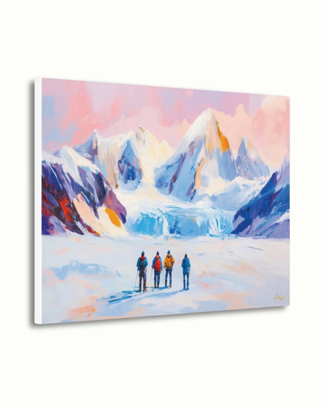 Patagonia Mountain Landscape Large Wall Art Print, Canvas, Framed Canvas, Andes Snow Peak Glacier Art, Hiking Decor for Cabin Lodge Bedroom