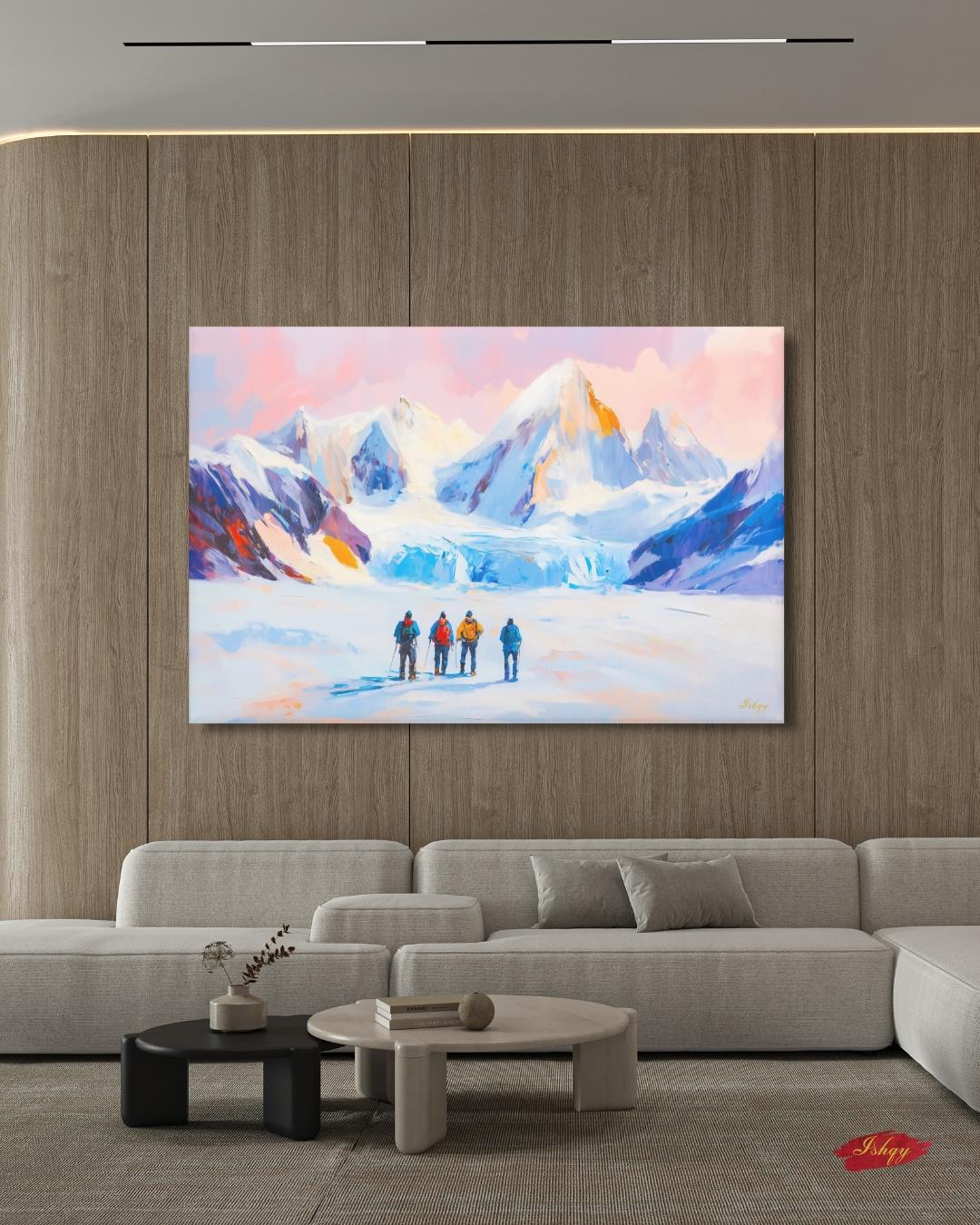 Patagonia Mountain Landscape Large Wall Art Print, Canvas, Framed Canvas, Andes Snow Peak Glacier Art, Hiking Decor for Cabin Lodge Bedroom