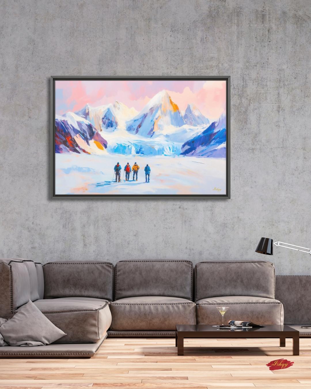 Patagonia Mountain Landscape Large Wall Art Print, Canvas, Framed Canvas, Andes Snow Peak Glacier Art, Hiking Decor for Cabin Lodge Bedroom