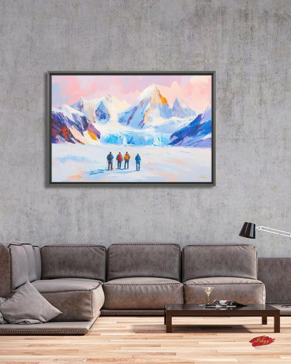Patagonia Mountain Landscape Large Wall Art Print, Canvas, Framed Canvas, Andes Snow Peak Glacier Art, Hiking Decor for Cabin Lodge Bedroom