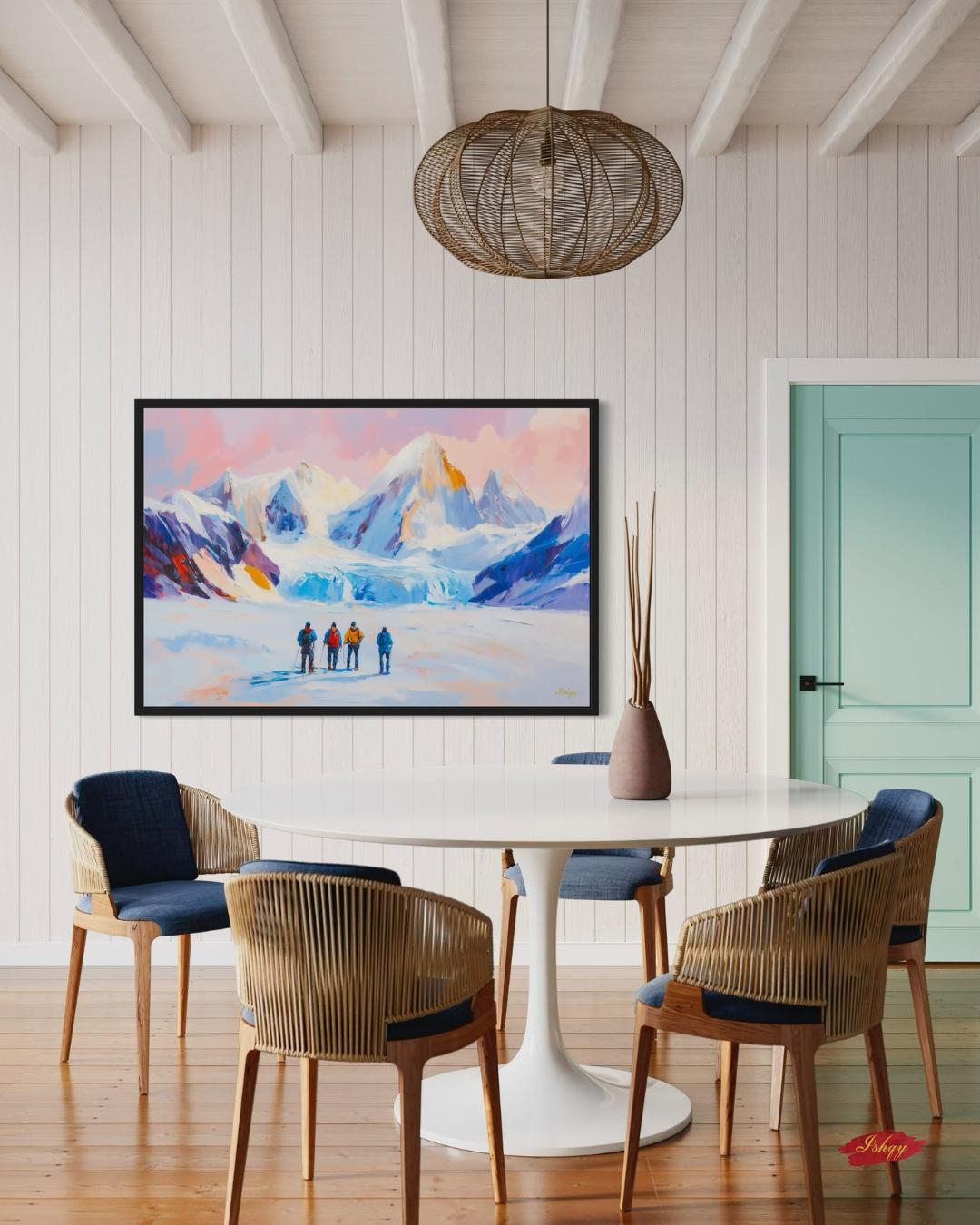 Patagonia Mountain Landscape Large Wall Art Print, Canvas, Framed Canvas, Andes Snow Peak Glacier Art, Hiking Decor for Cabin Lodge Bedroom