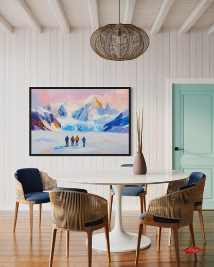 Patagonia Mountain Landscape Large Wall Art Print, Canvas, Framed Canvas, Andes Snow Peak Glacier Art, Hiking Decor for Cabin Lodge Bedroom