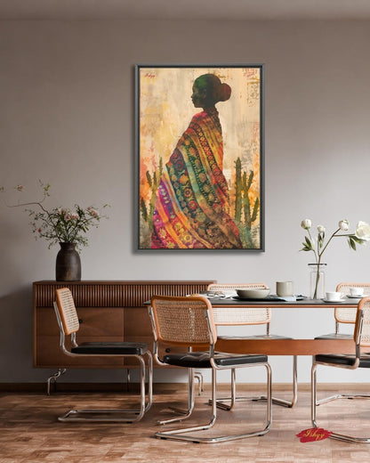 Indigenous Woman Textile Art Mexico Canvas Wall Art Cultural Portrait Southwestern Decor Boho Home Art Print