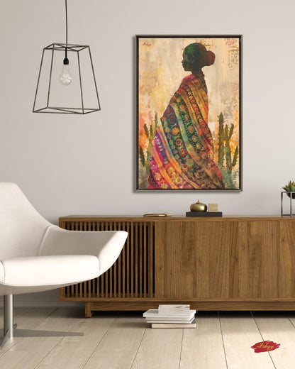 Indigenous Woman Textile Art Mexico Canvas Wall Art Cultural Portrait Southwestern Decor Boho Home Art Print