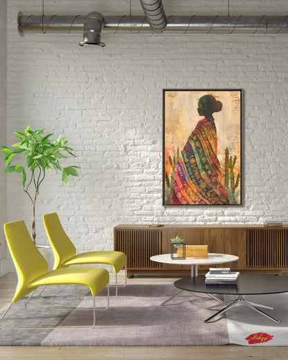Indigenous Woman Textile Art Mexico Canvas Wall Art Cultural Portrait Southwestern Decor Boho Home Art Print