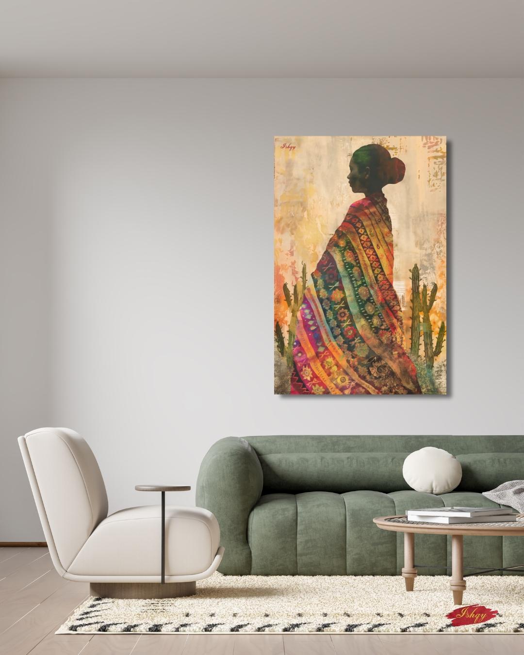 Indigenous Woman Textile Art Mexico Canvas Wall Art Cultural Portrait Southwestern Decor Boho Home Art Print