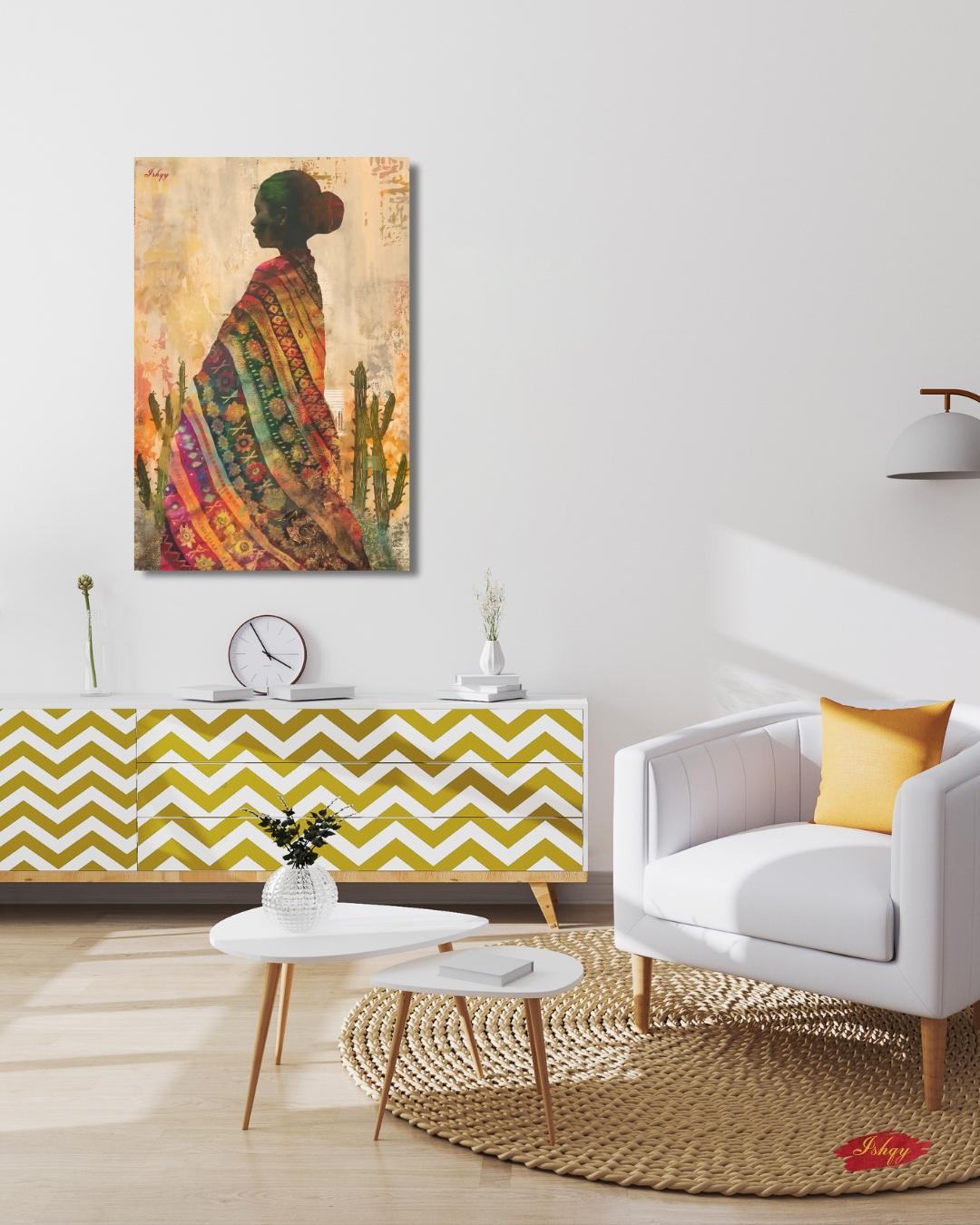 Indigenous Woman Textile Art Mexico Canvas Wall Art Cultural Portrait Southwestern Decor Boho Home Art Print