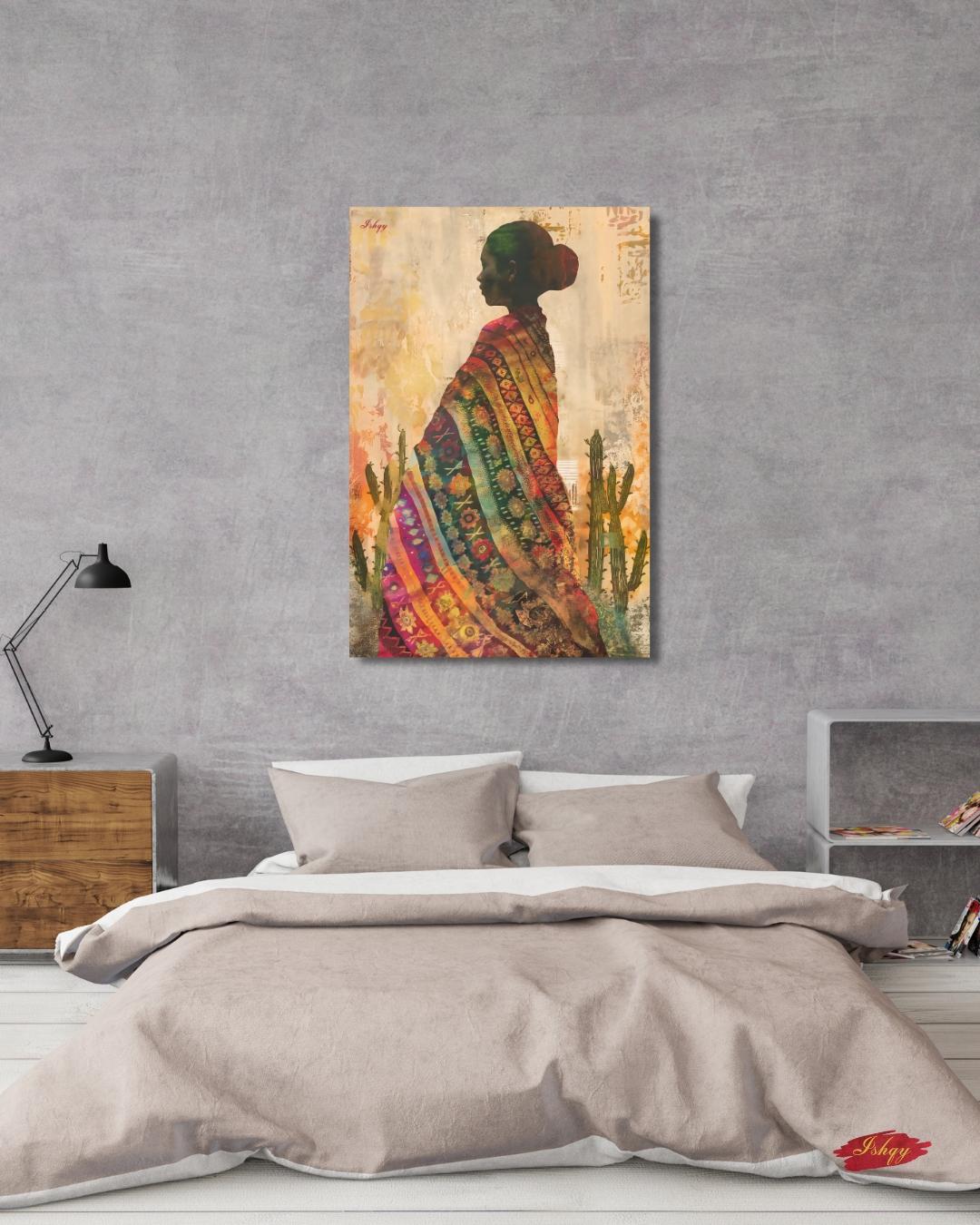 Indigenous Woman Textile Art Mexico Canvas Wall Art Cultural Portrait Southwestern Decor Boho Home Art Print