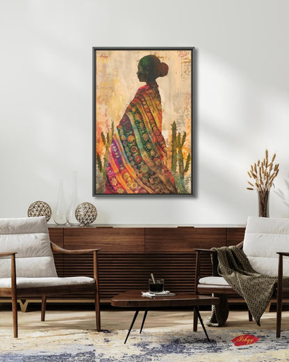 Indigenous Woman Textile Art Mexico Canvas Wall Art Cultural Portrait Southwestern Decor Boho Home Art Print