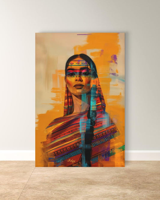 Mexican Woman Wall Art Canvas, Latina Portrait Print, Colorful Folk Dress Home Decor, Framed Canvas & Art Print, Boho Wall Decor Mexico Gift