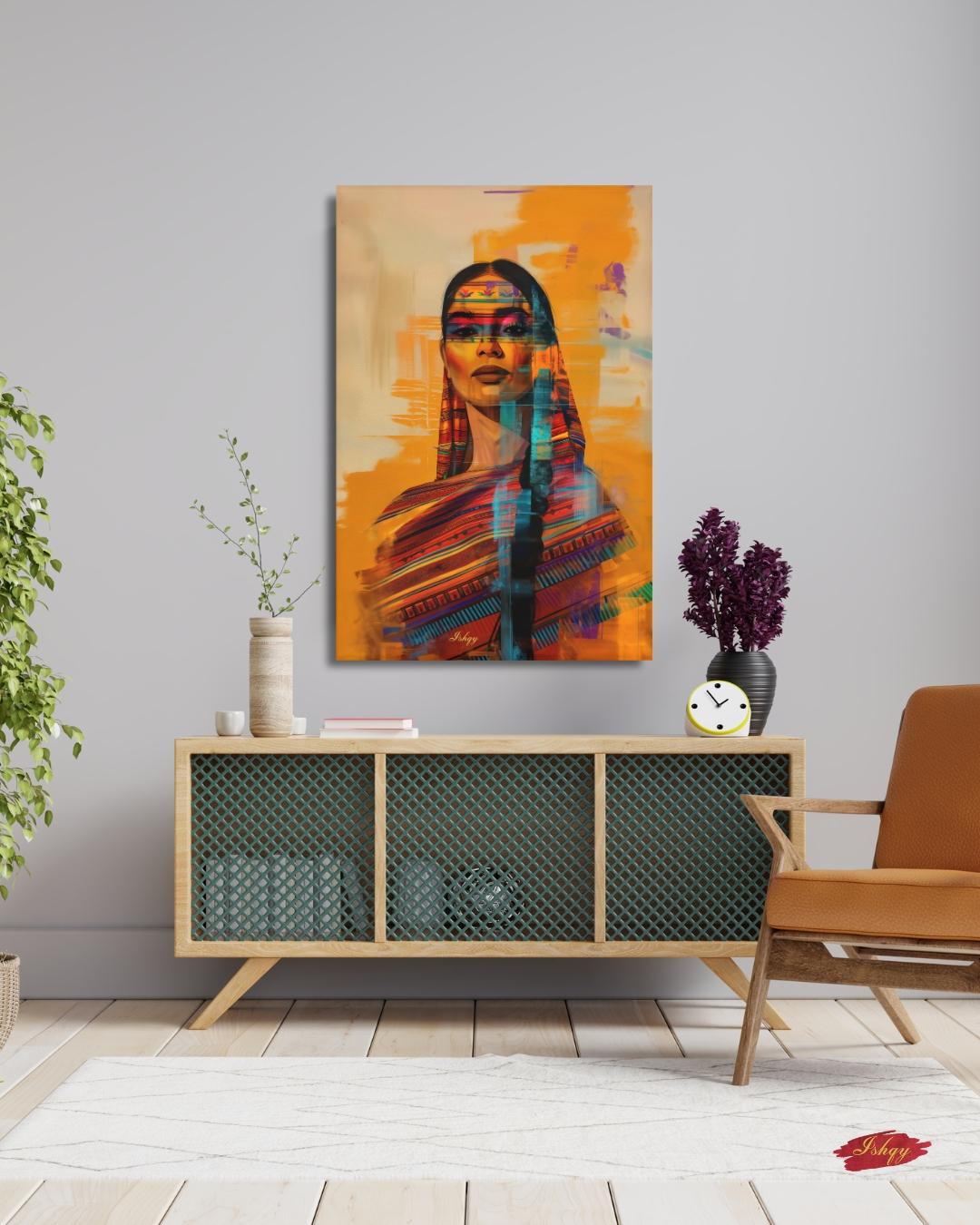 Mexican Woman Wall Art Canvas, Latina Portrait Print, Colorful Folk Dress Home Decor, Framed Canvas & Art Print, Boho Wall Decor Mexico Gift