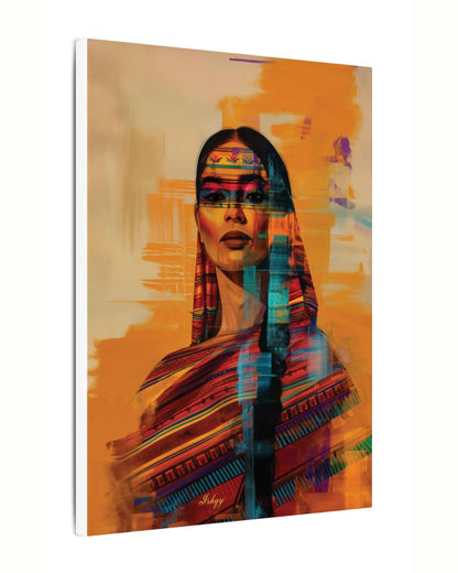 Mexican Woman Wall Art Canvas, Latina Portrait Print, Colorful Folk Dress Home Decor, Framed Canvas & Art Print, Boho Wall Decor Mexico Gift
