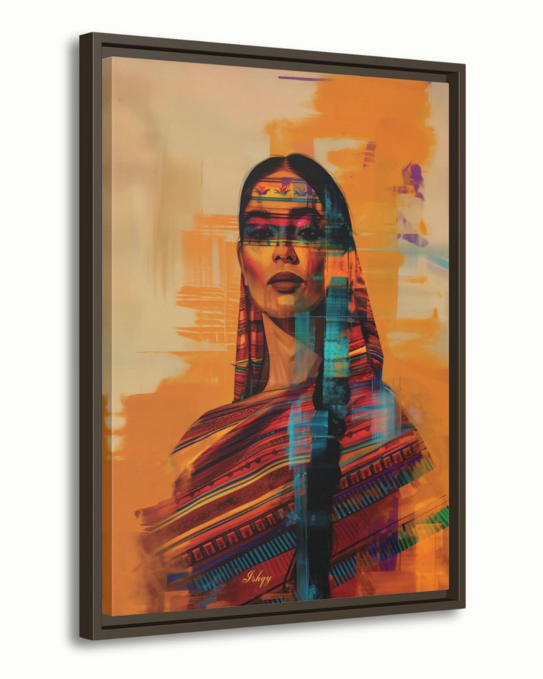 Mexican Woman Wall Art Canvas, Latina Portrait Print, Colorful Folk Dress Home Decor, Framed Canvas & Art Print, Boho Wall Decor Mexico Gift