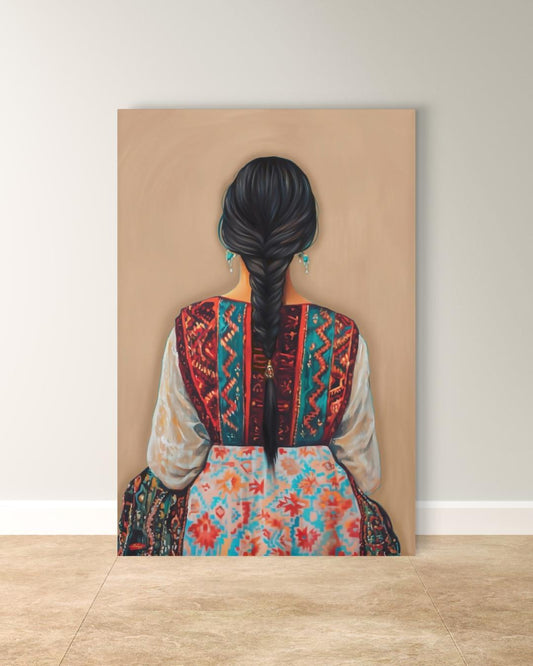 Uzbek Woman Wall Art, Central Asia Traditional Dress Canvas Print, Silk Road Ikat Boho Decor, Tribal Embroidery Framed Canvas Gift