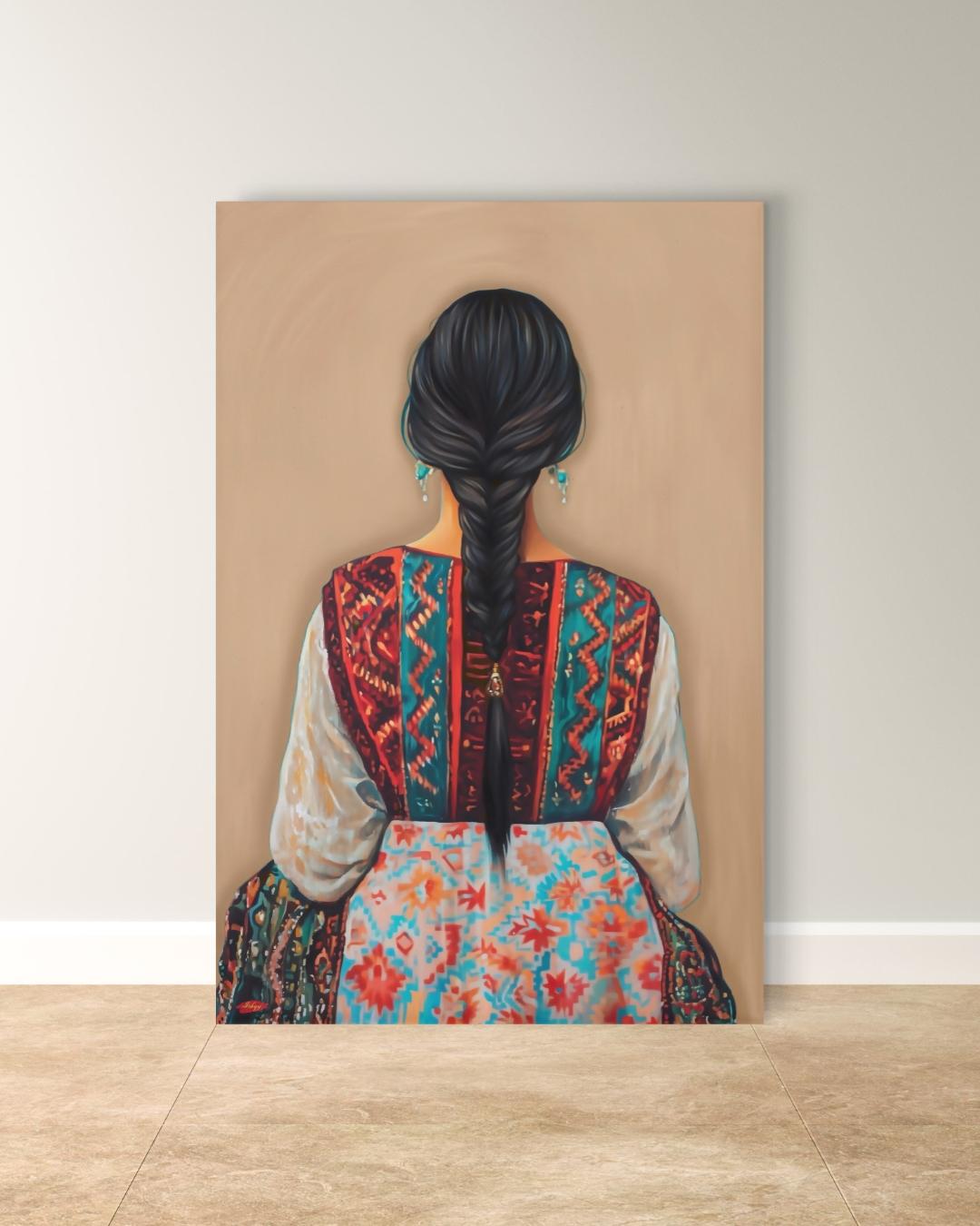 Uzbek Woman Portrait Painting Canvas Framed Canvas, Traditional Dress Art Print, Central Asian Wall Art For Living Room Bedroom, Boho Cultural Decor