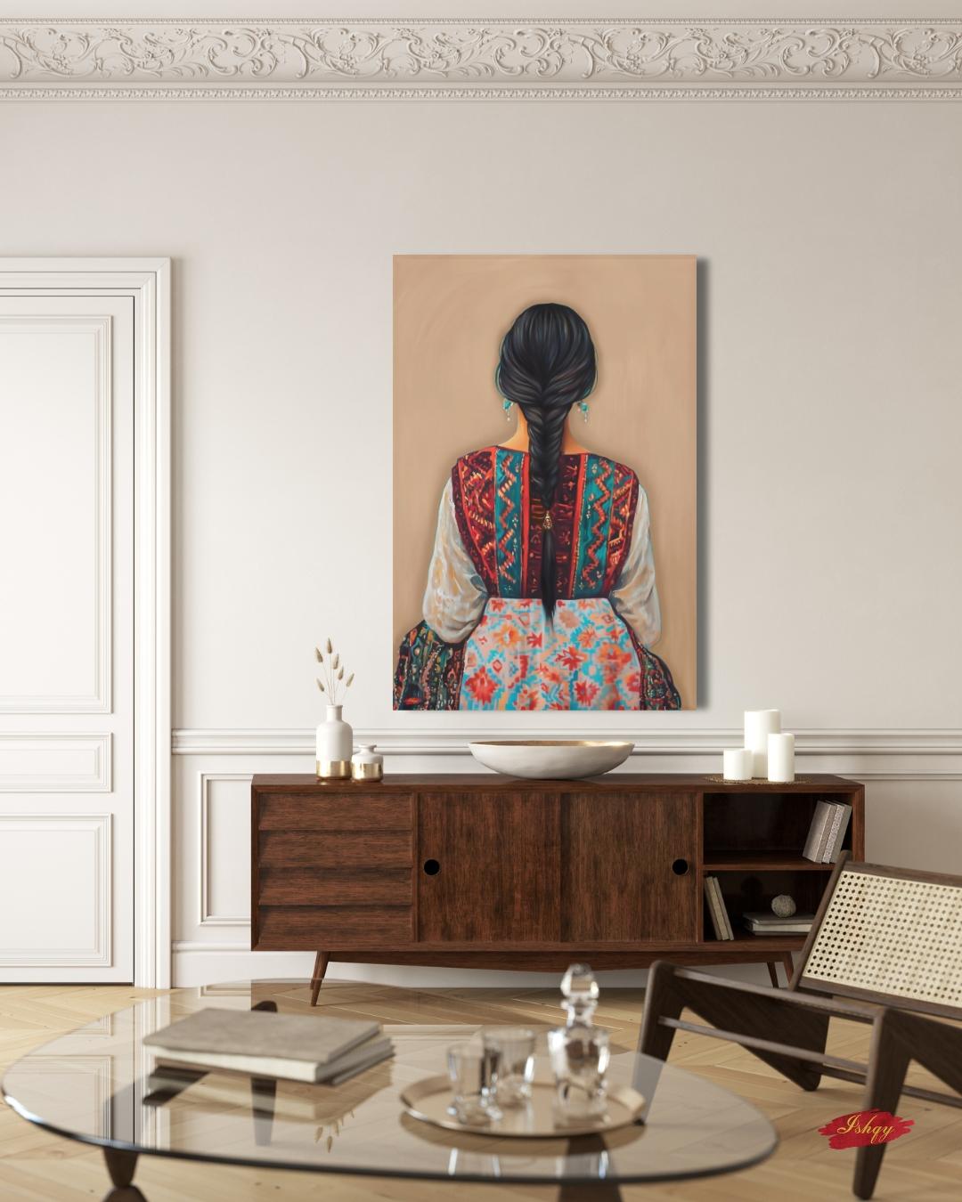 Uzbek Woman Portrait Painting Canvas Framed Canvas, Traditional Dress Art Print, Central Asian Wall Art For Living Room Bedroom, Boho Cultural Decor