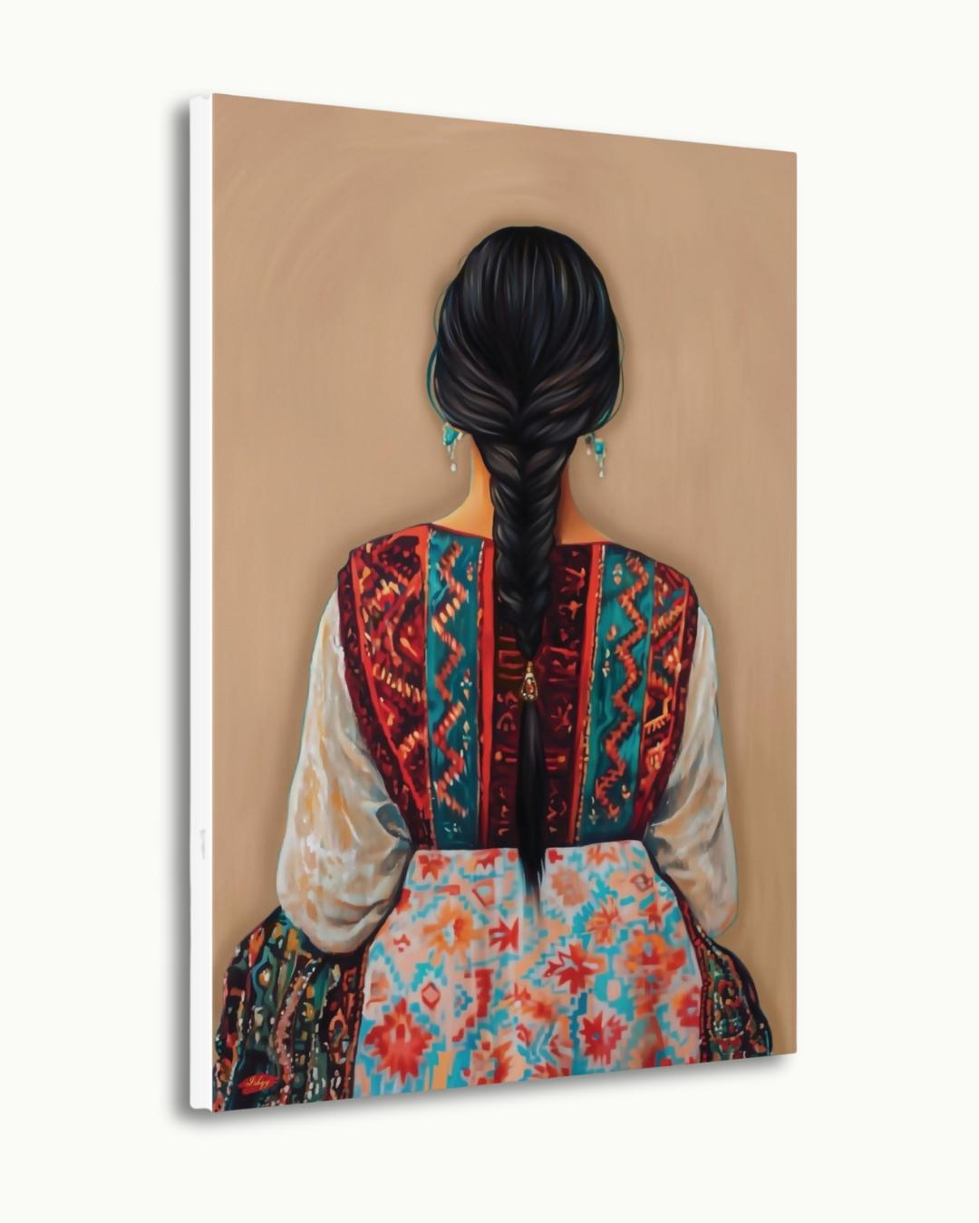 Uzbek Woman Portrait Painting Canvas Framed Canvas, Traditional Dress Art Print, Central Asian Wall Art For Living Room Bedroom, Boho Cultural Decor