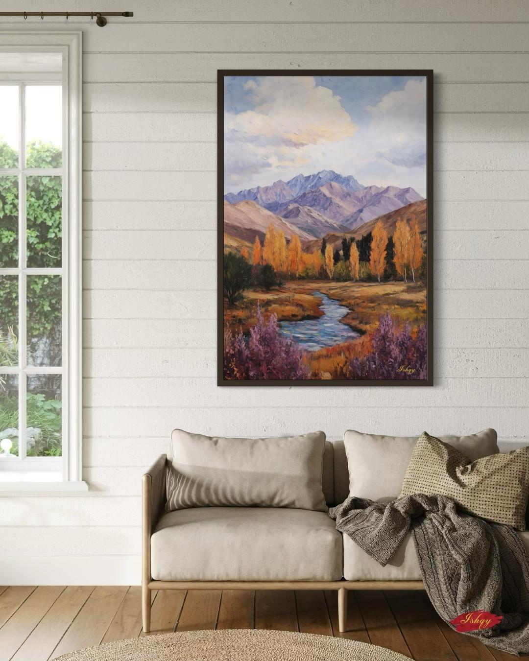 Fann Mountains Tajikistan Wall Art Canvas, Mountain Landscape Painting Print, Central Asia Nature Decor, Scenic Travel Art Gift