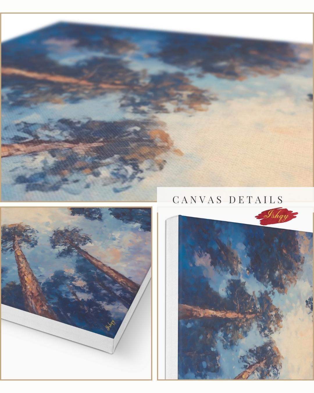 Majestic Redwood Forest Painting Print, Skyward Tree Canopy Landscape Wall Art, California Nature Canvas Living Room, Bedroom, Office Decor