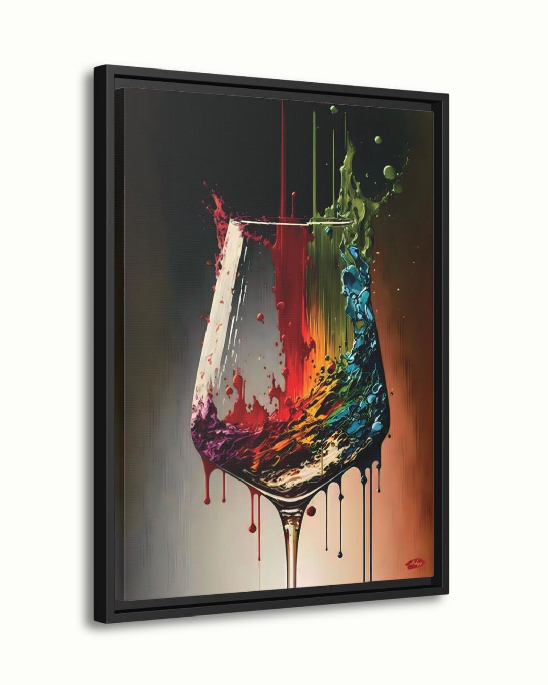 Colorful Wine Glass Painting Print, Canvas Art Prints, Wine Lover Gift, Abstract Wine Wall Decor & Gifts, Large Kitchen Wall Art, Bar Decor