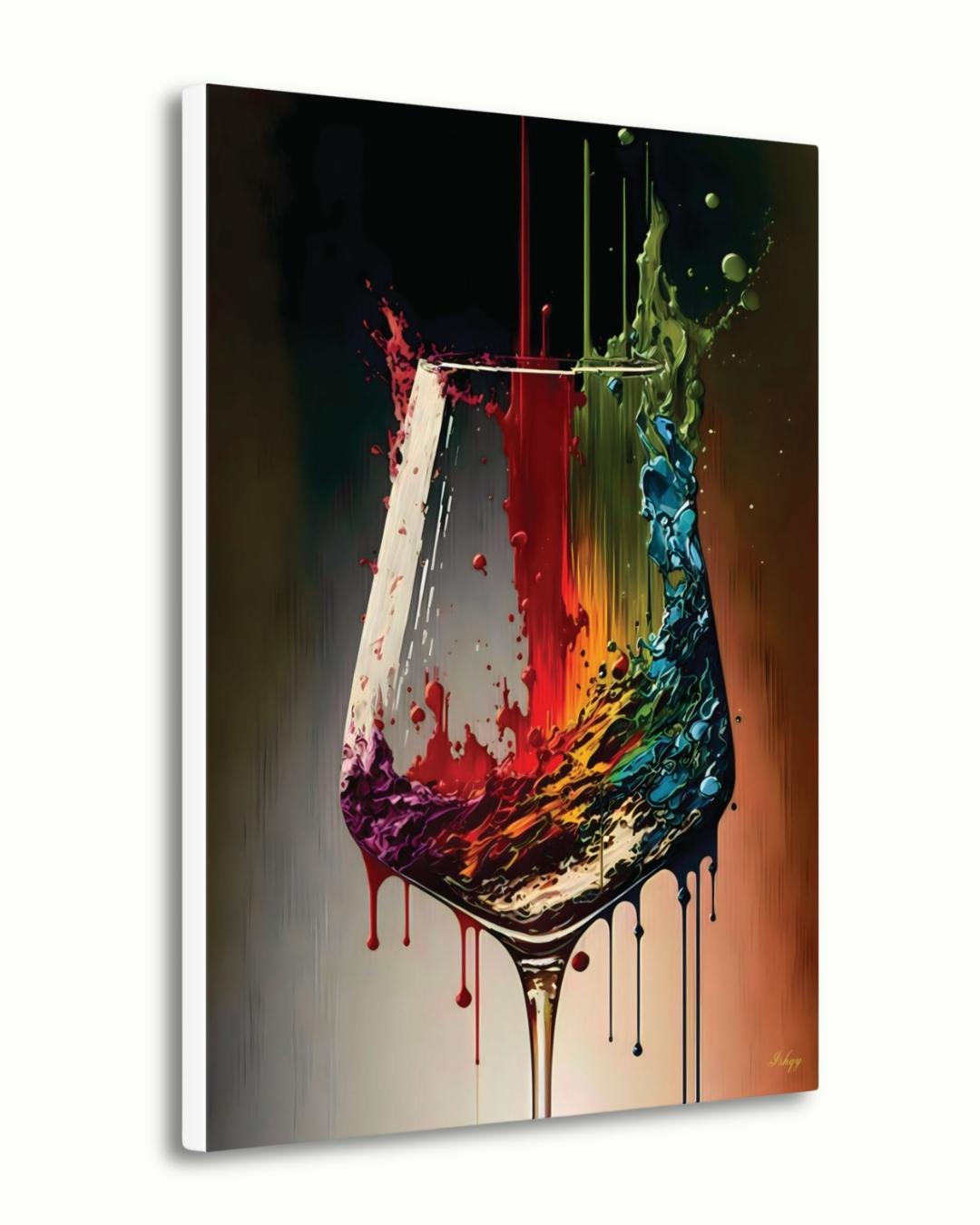 Colorful Wine Glass Painting Print, Canvas Art Prints, Wine Lover Gift, Abstract Wine Wall Decor & Gifts, Large Kitchen Wall Art, Bar Decor