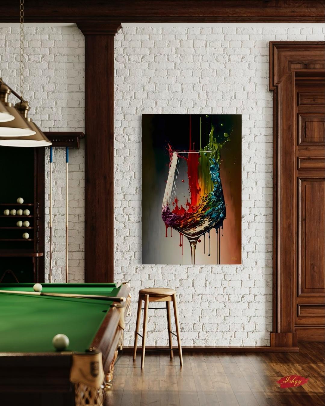 Colorful Wine Glass Painting Print, Canvas Art Prints, Wine Lover Gift, Abstract Wine Wall Decor & Gifts, Large Kitchen Wall Art, Bar Decor